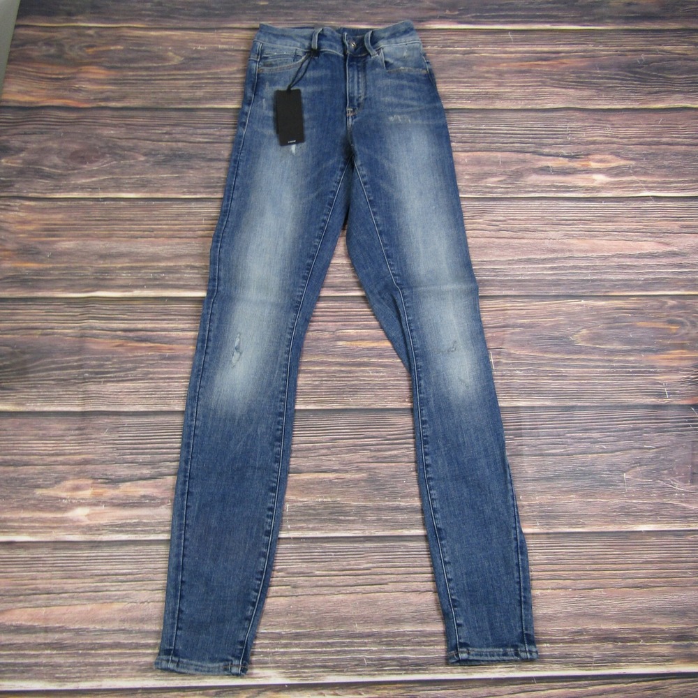G Star Raw‎ NEW Womens 24x32 Shape High Rise Super Skinny Blue Jeans
